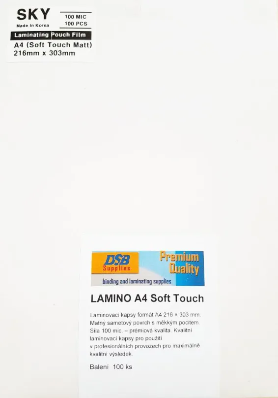 Laminovacie fólie A4-100 mic. Matné Soft Touche