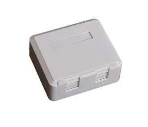 EUROLAN modulárny UTP zásuvka na omietku, pre 2x kystone, biela, bez Keystone