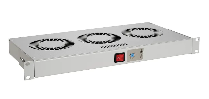 Solarix Chladiaca jednotka 19 "1U 3 ventilátory s bimetalovým termostatom RAL 7035 do 19" líšt VJ19-3-TG