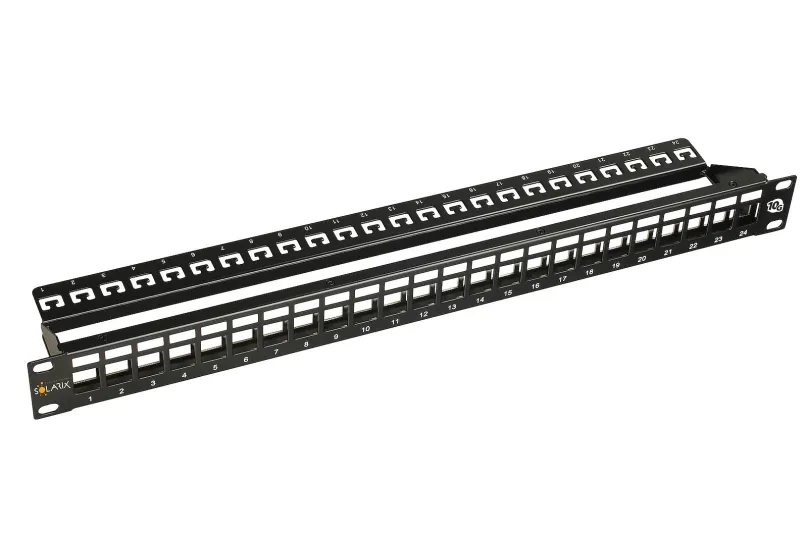10G modulárny neosadený patch panel Solarix 24 portov STP čierny 1U SX24-0-STP-BK